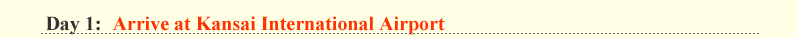 Day 1: Arrive at Kansai International Airport