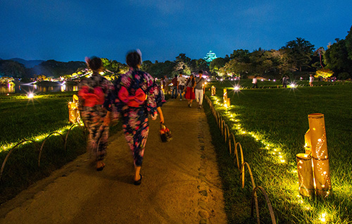 岡山後楽園夏の幻想庭園